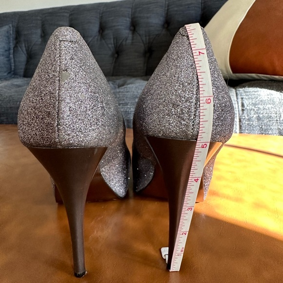 Silver Steve Madden Peep Toe Heels - Picture 4 of 12